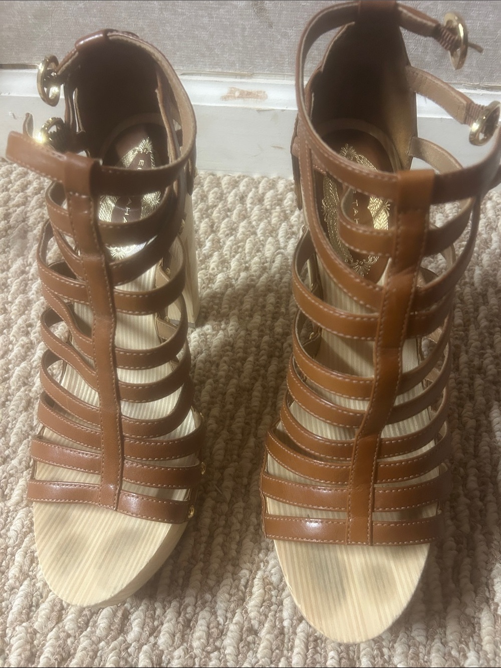 Elie Tahari Tan Strappy Gladiator Heels